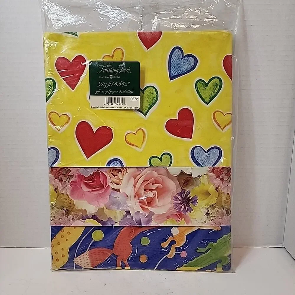 Vtg Finishing Touch AGC All Occasion 8 Full Sheets 50 sq.ft Wrapping Paper 0272